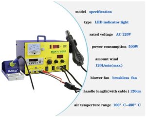 Soldering, Heatgun and Power Supply Station 3 in 1 Baku BK-909S - Image 3